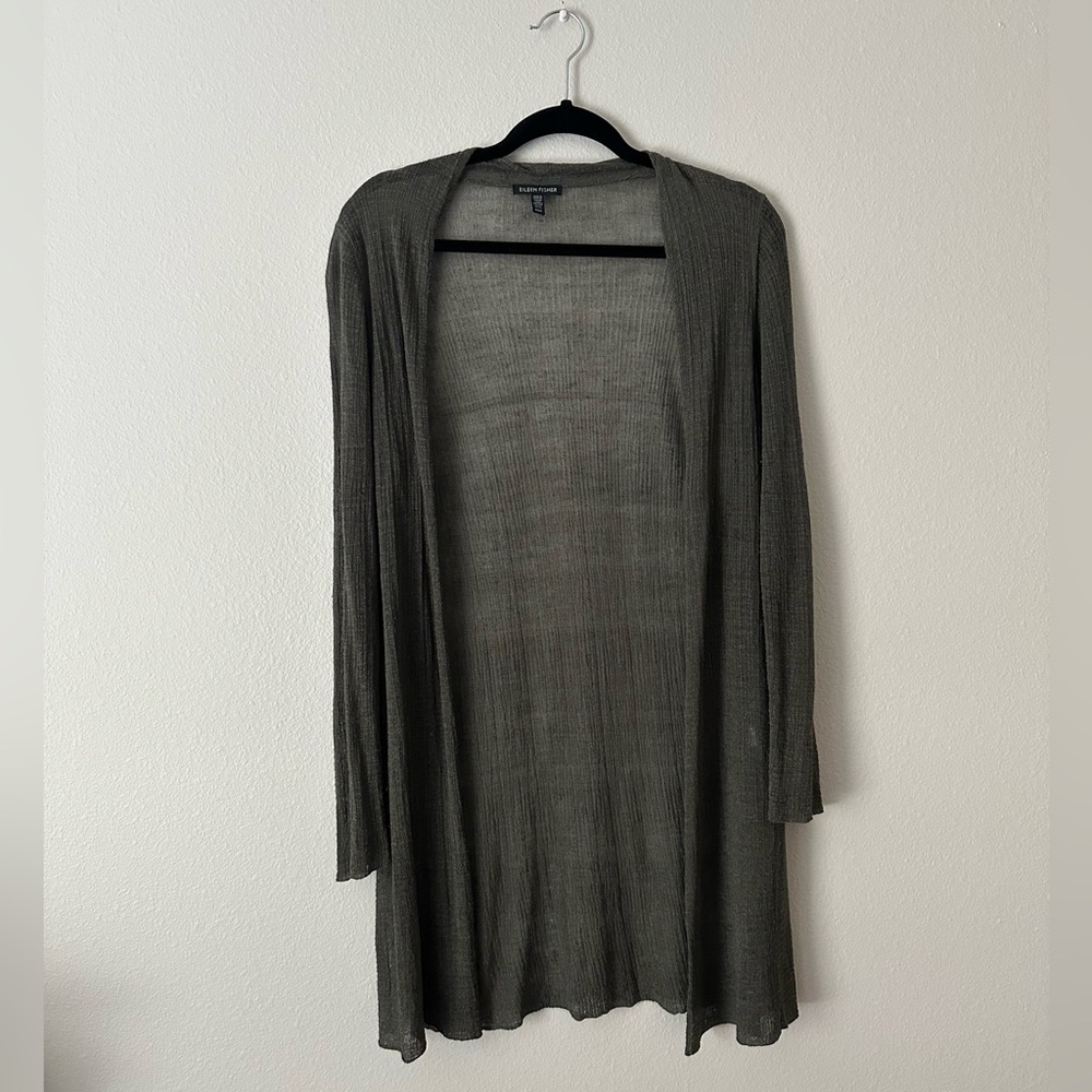 Flaw Eileen Fisher Women’s Open-Front Tunic Cardigan Gray Size M